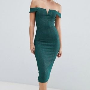 AX Paris deep teal bardot midi dress